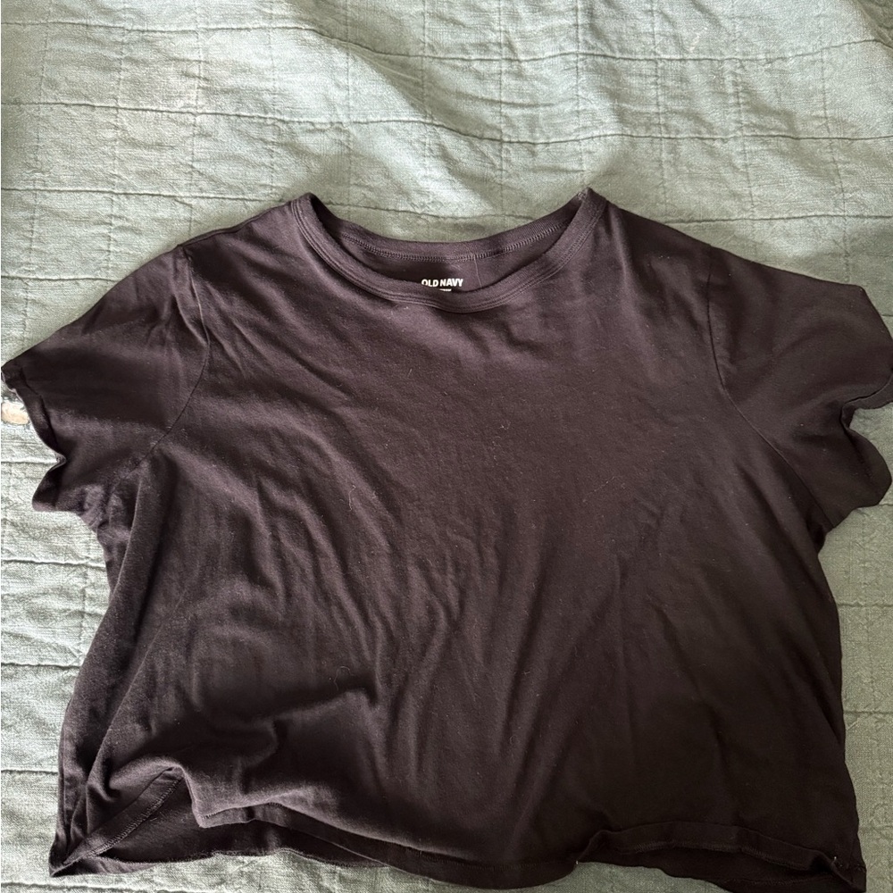 Old Navy Black Crop T-Shirt Short Sleeve Relaxed